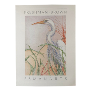 1987, White Egret, Offset Lithograph Print, Artist Louise Freshman Brown