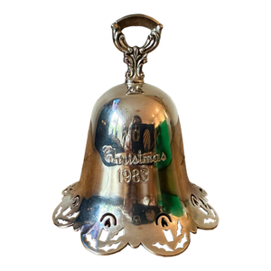 Vintage Towle Silverplated Pierced Christmas Bell Ornament, 1983