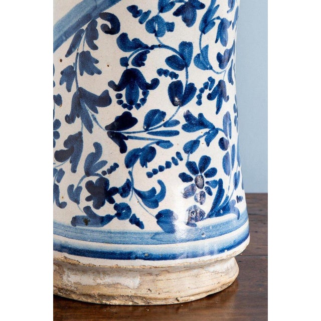 18th Century Spanish Blue & White Albarello Jar For Sale - Image 9 of 11