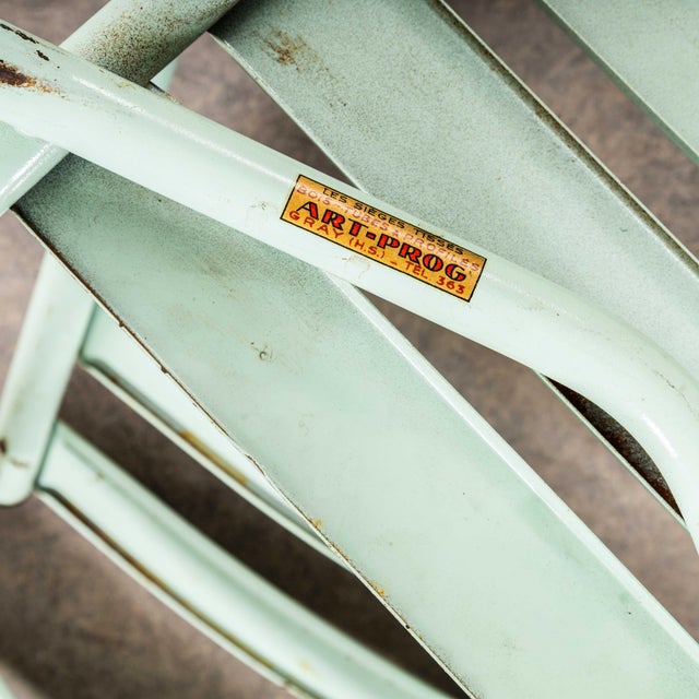 Aqua French Metal Stacking Outdoor Chairs, 1950s, Set of 4 For Sale - Image 8 of 12