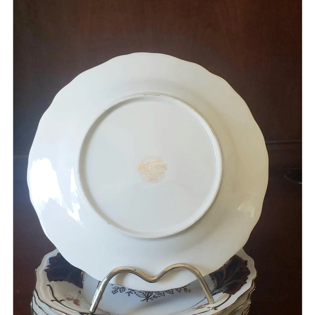Metal Vintage Cobalt Blue & Gold Porcelain Dessert Plates – Set of 5 For Sale - Image 7 of 8