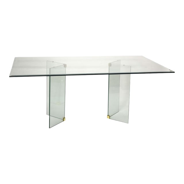 1970's Glass Dining Table Attributed to Leon Rosen for the Pace Collection For Sale