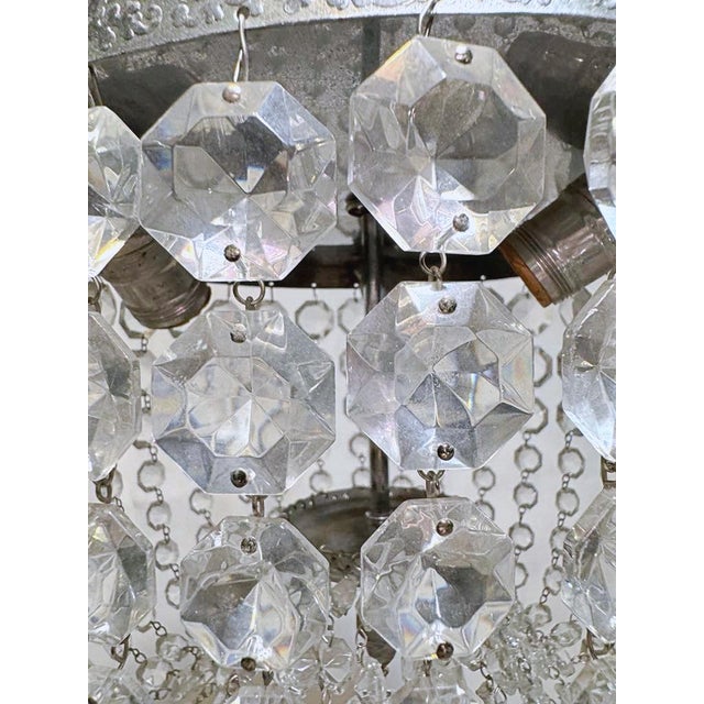 Mid Century Italian Silver Basket Chandelier For Sale - Image 4 of 7