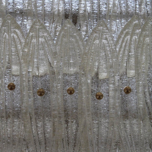 Mid-Century Modern Italian Suspension Lamp in Transparent Murano Glass and Brass For Sale - Image 11 of 13