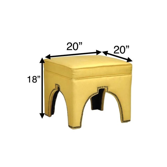 Moroccan 2020s Moroccan Style Square Ottoman With Brass Nailhead Trim, 20"w For Sale - Image 3 of 4