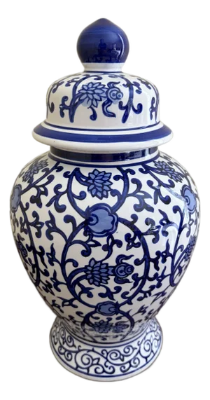 Chinoiserie Blue and White Porcelain Ginger Jar
