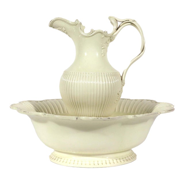Creamware Large Jug and Basin, Probably Leeds For Sale