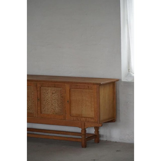 Low Vintage Danish Sideboard in Oak, 1960s For Sale - Image 16 of 18