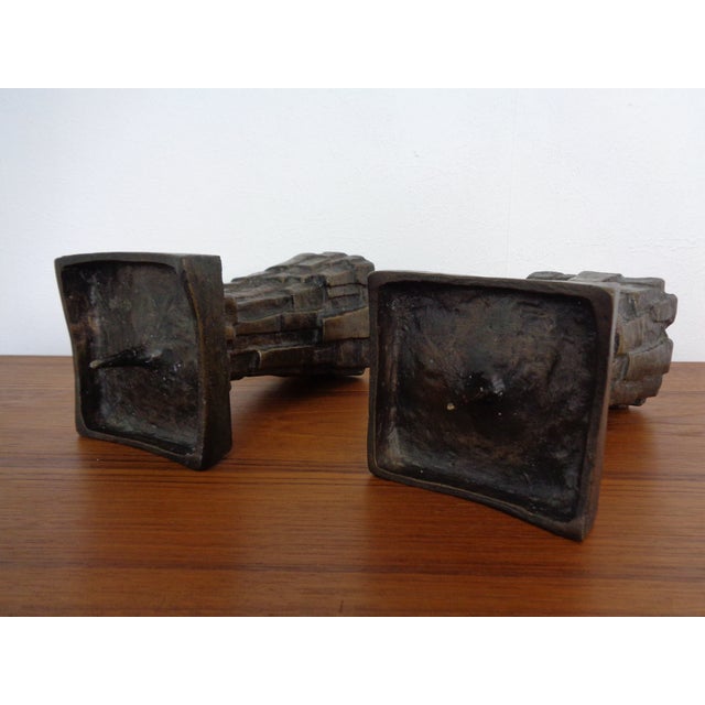 Large Brutalist Bronze Candleholder, 1960s, Set of 2 For Sale - Image 15 of 16