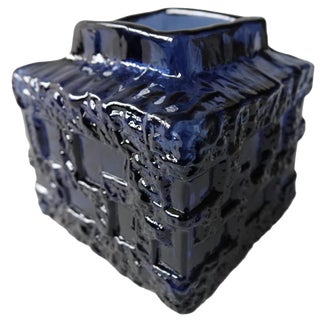 Vintage Handmade Blue Glass Vase from Ruda Glassworks, 1970s For Sale