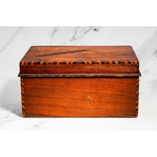Wood 1910s Hand Painted Cigar & Match Cork Lined Wooden Folk Art Humidor Cigar Box Tobacciana Home Decor For Sale - Image 7 of 15