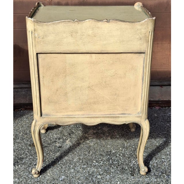 Pair Mid Century Louis XV Style Washed Cream Painted Side Tables For Sale - Image 13 of 17