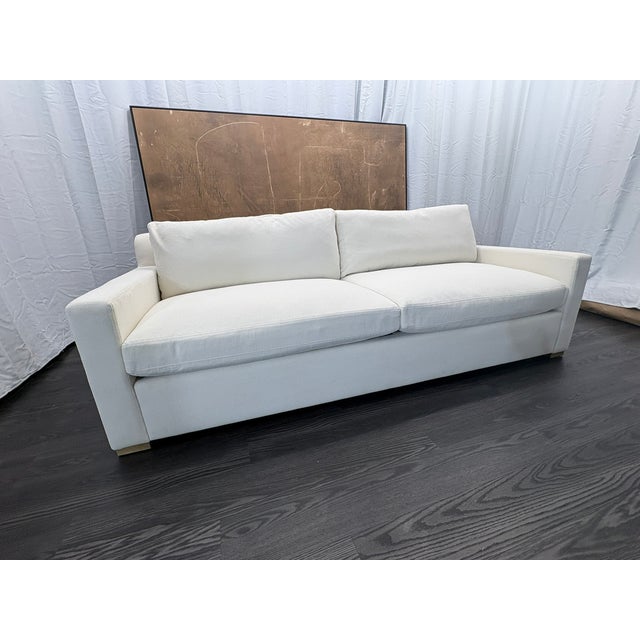 Traditional Rh Belgian Track Arm 2-Cushion Sofa – 8' Luxe Depth Natural Performance Linen Weave | Down-Feather Fill For Sale - Image 3 of 18