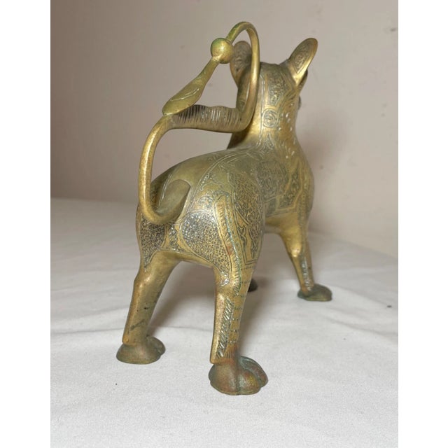 Antique 1800's Bronze Brass Aquamanile Lion Oil Lamp Lighter Temple Lion Statue For Sale - Image 10 of 14