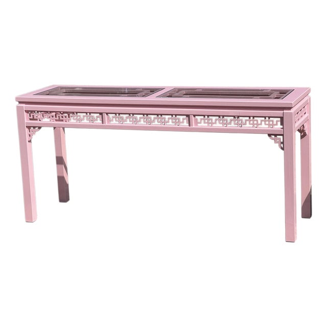 1980’s Chinese Chippendale Fretwork Sofa/Console Table For Sale