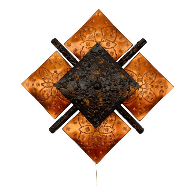 Mid-Century Modern Wall Lamp in Iron and Copper, 1960s For Sale