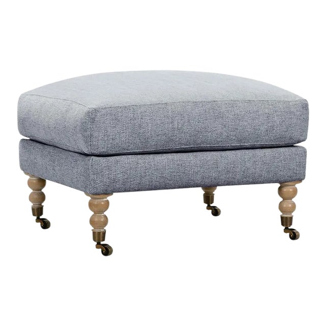 Greta Ottoman, Slate Linen For Sale
