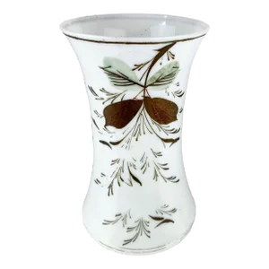 Antique Victorian White Bristol Hand Painted Flower Glass Vase