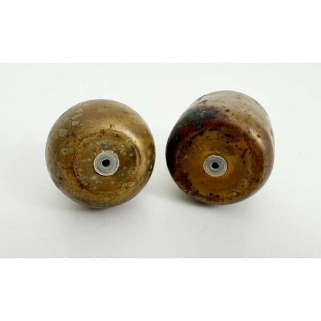 Mid 20th Century Vintage Aged Brass Apple & Pear Salt & Pepper Shakers - A Set For Sale - Image 5 of 9