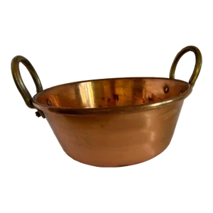 Vintage Heavy Copper Basin With Brass Handles