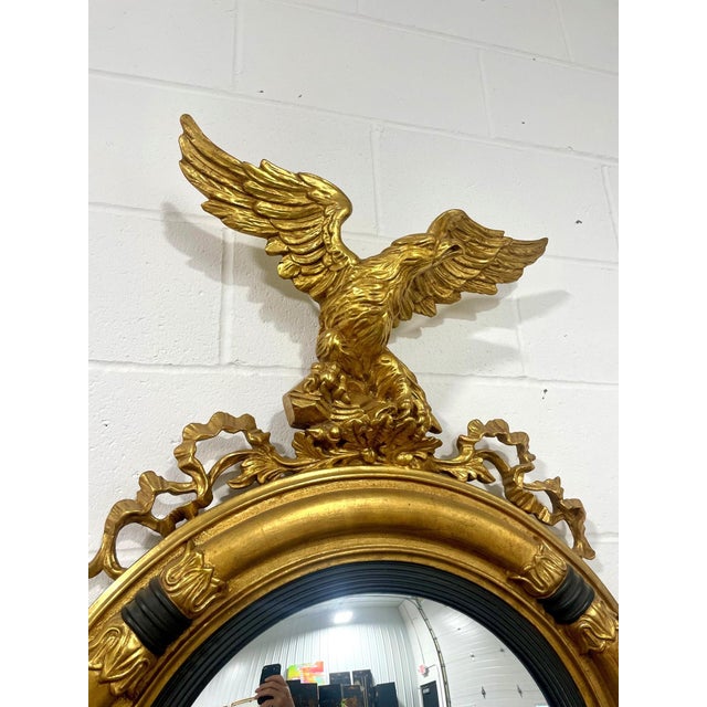 Carvers' Guild Reproduction Federal Style Gold Leaf Mirror With Eagle For Sale - Image 4 of 7