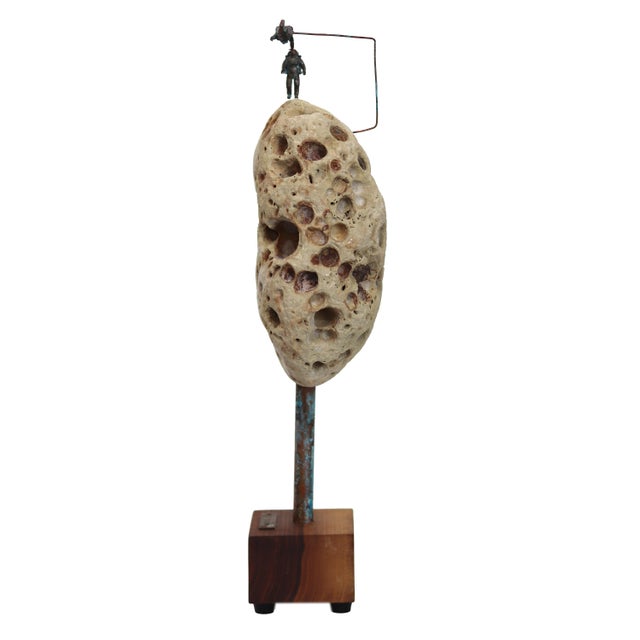 Contemporary Astro 014 - Original Mixed Media Figurative Rock Sculpture for Table or Desk by Kevin Perrault For Sale - Image 3 of 11