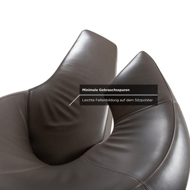 Parabolica Leather Armchair in Grey with Swivel Function by Leolux For Sale - Image 6 of 13