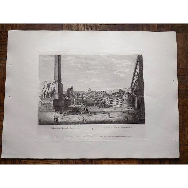 Mid 19th Century Antique 19th C. Engraving-View of Rome-Piazza De Monte-Cavallo-Popolo-Imperial Folio For Sale - Image 5 of 5