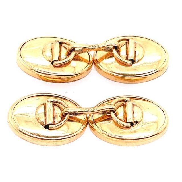 Art Deco Style 14 Karat Yellow Gold Mother of Pearl Cufflinks and Lapel Pin Set For Sale - Image 4 of 10