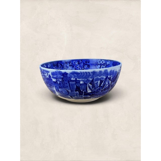 Antique English W. H. Grindley Ferrara Blue & White Transferware Serving Bowl, Circa 1900 For Sale In Tampa - Image 6 of 7