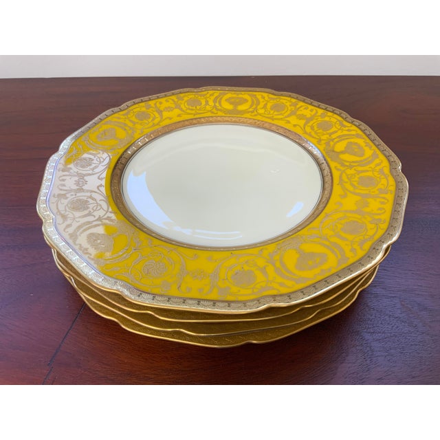 20th Century Black Knight Yellow/Gilt Plates Set of Four For Sale - Image 11 of 12