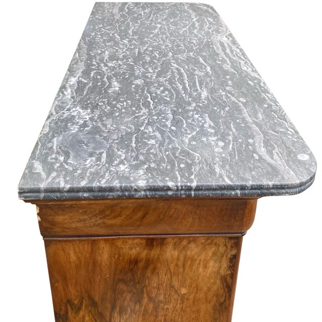 Wood Louis Philippe Secretary Desk in Burr Walnut with Marble Top, 1890s For Sale - Image 7 of 10