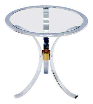 Round Crome and Brass Glass Top Occasional Side Table