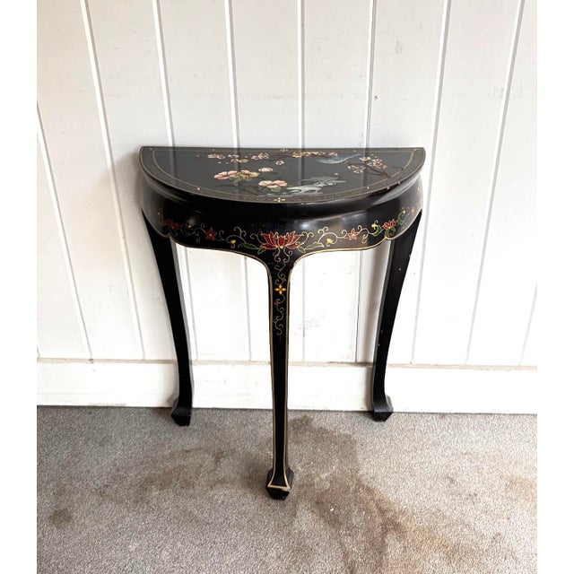 Asian 1960s-70s Black Asian Style Demilune Table For Sale - Image 3 of 6
