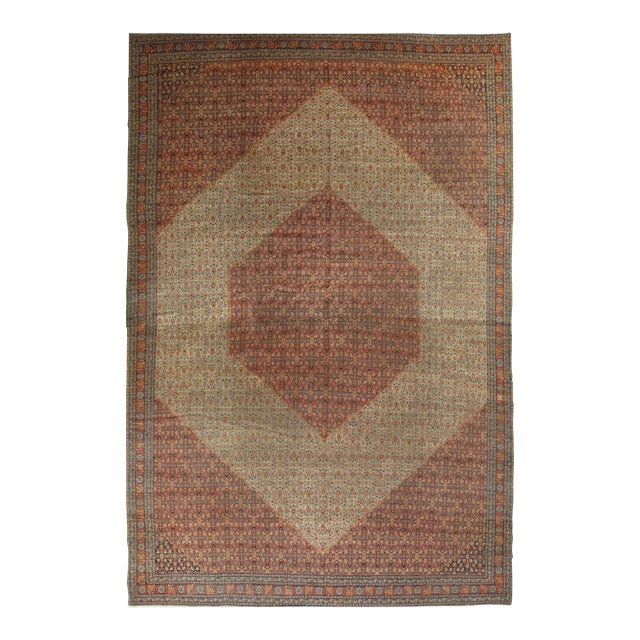 Antique Tabriz Carpet, Hadji Jalili Persian Rug, Earth Tones, Ivory, Rust, Navy For Sale