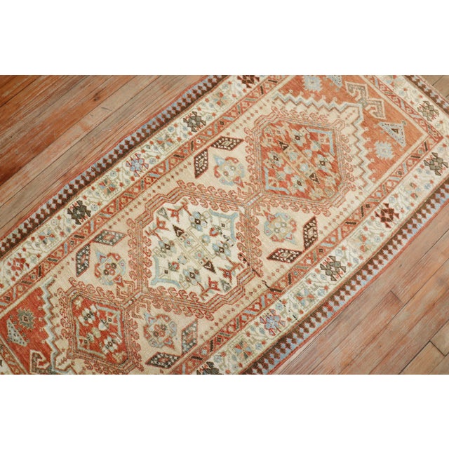 Antique Zabihi Collection Persian Serab Geometric Scatter Rug For Sale - Image 4 of 6