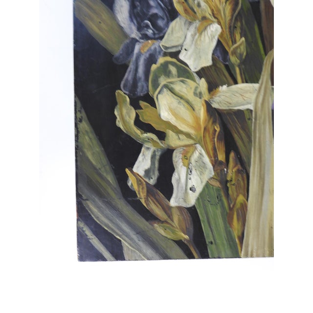 Early 20th Century Iris Painting on Wood For Sale - Image 4 of 7
