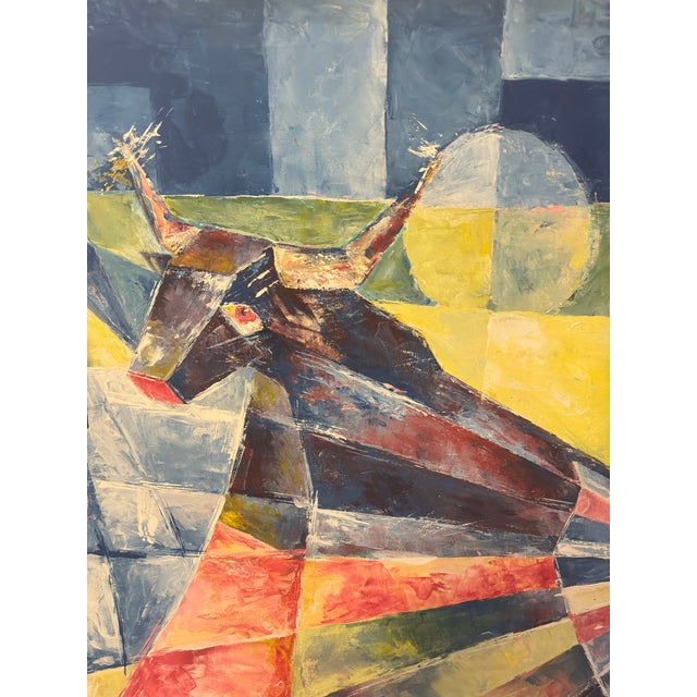 1970s Abstract Bull Painting For Sale - Image 4 of 9