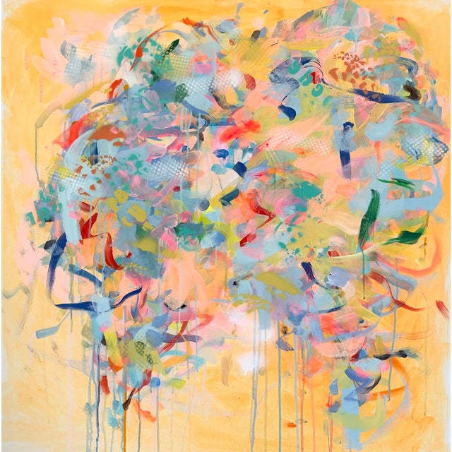 Gina Werfel Contemporary Abstract Acrylic and Mixed Media on Canvas "Sunset" by Gina Werfel For Sale - Image 4 of 4