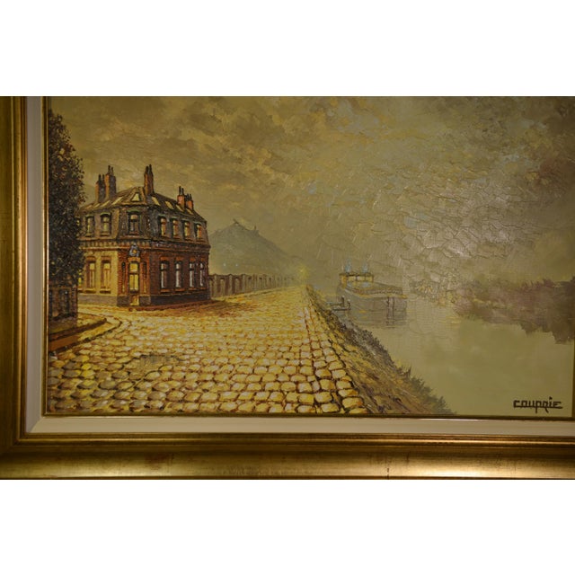 Jean-Pierre Couprie, Walking Along the Canal, 1980s, Canvas & Paint For Sale - Image 8 of 10