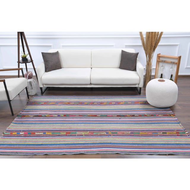 Tribal Vintage Turkish Oushak Handmade Wool Cotton Pink Kilim Area Rug For Sale - Image 3 of 11