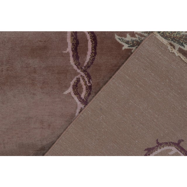 Brown Rug & Kilim Chinese Style Art Deco Rug in Brown, Bordeaux & Blue Florals - 12'x18' For Sale - Image 8 of 9