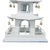 Early 21st Century Vintage White and Blue Double Tower Small House Mini Chandelier With Railing, Bell. For Sale - Image 5 of 10