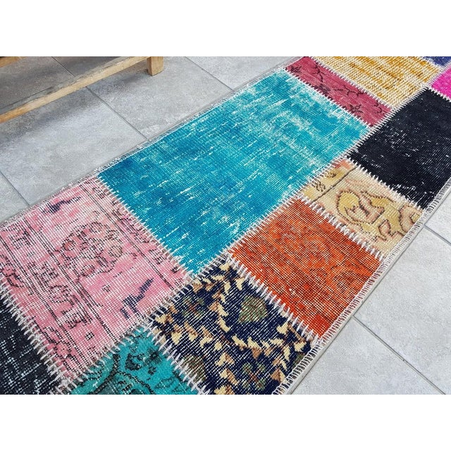 Blue Vintage Handknotted Hallway Runner For Sale - Image 8 of 10