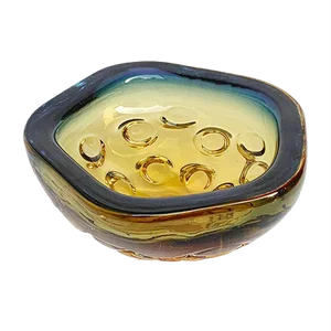 Blue & Amber Glass Bowl or Ashtray, 1960s