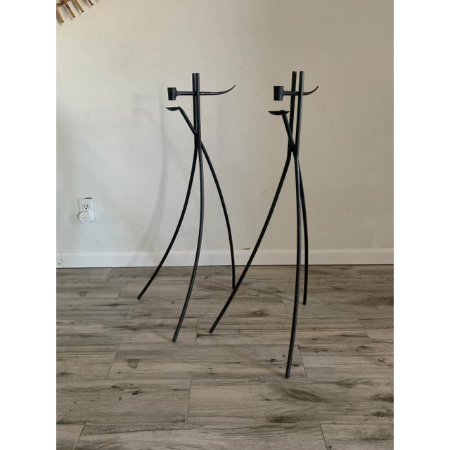 Pair of Vintage European Forged Iron Candlesticks For Sale In Miami - Image 6 of 7