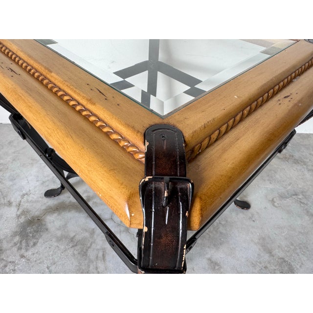 Vintage Adnet Hermès-Style Equestrian Strap End Table/ Sold For Sale - Image 9 of 12