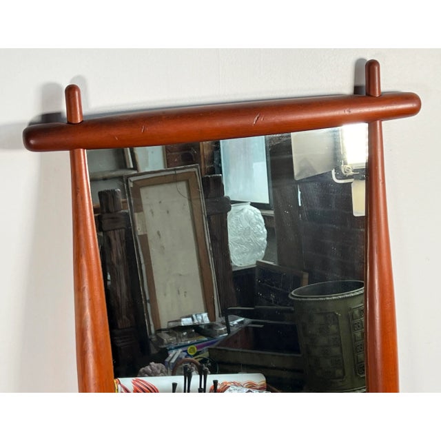 Wood Vintage Mid Century Modern Sculptural Wood Wall Mirror For Sale - Image 7 of 10