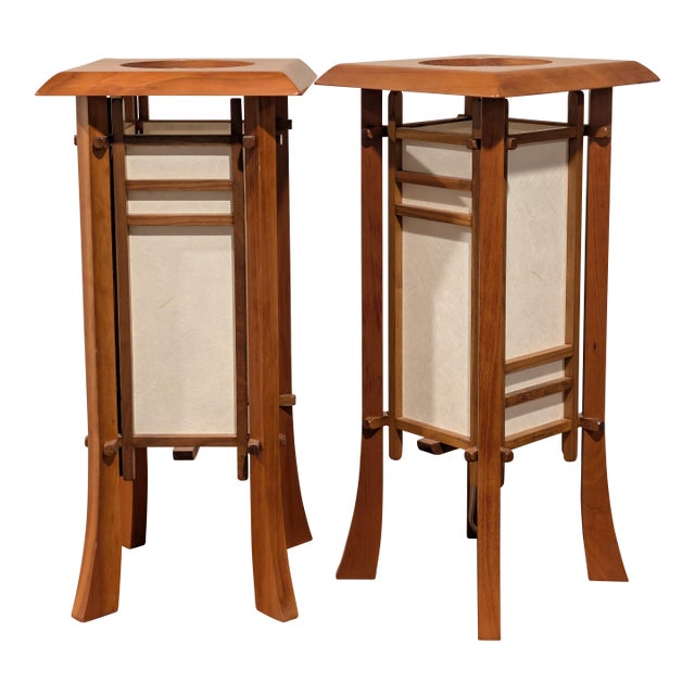 Vintage Japanese Shoji Screen Table Desk Lamp - a Pair For Sale