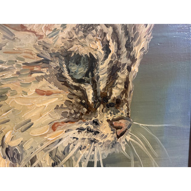 Expressionist Original Oil Painting of a Cat For Sale - Image 4 of 6